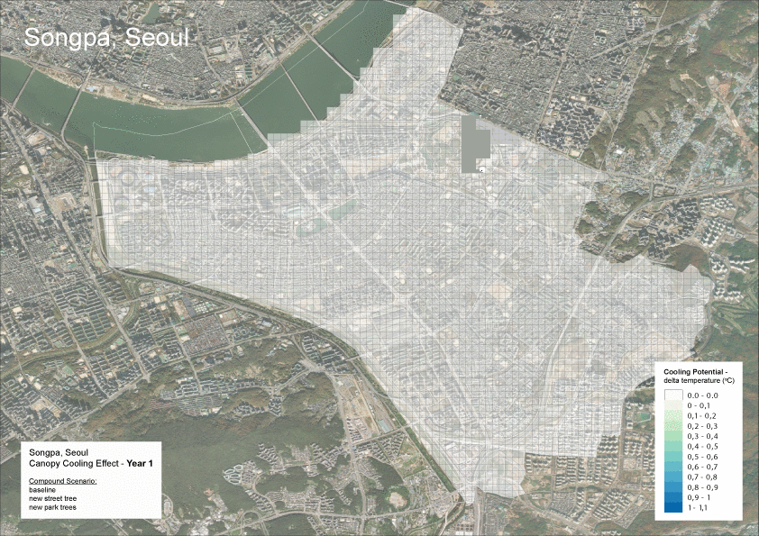 Cooling impact of trees over the next ten years